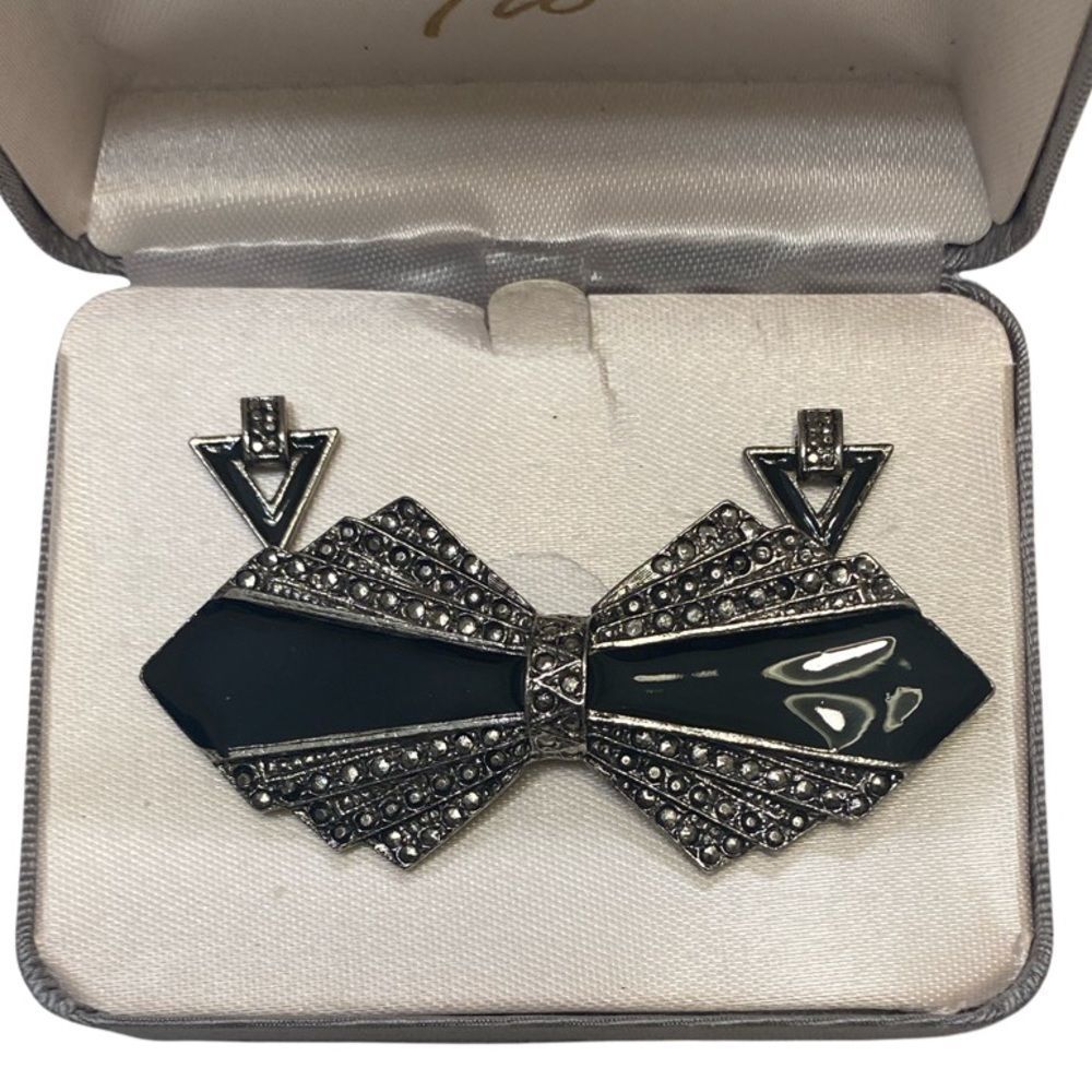 Vintage 925 Sterling Silver Marcasite And Enamel Lord and Taylor Box Set - Picture 2 of 2